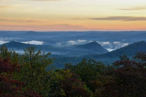 View of the valley below from the top of Morrow mountain state park. Stock Photos