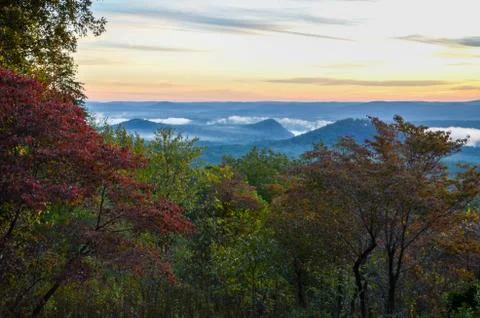 View of the valley below from the top of Morrow mountain state park. Stock Photos