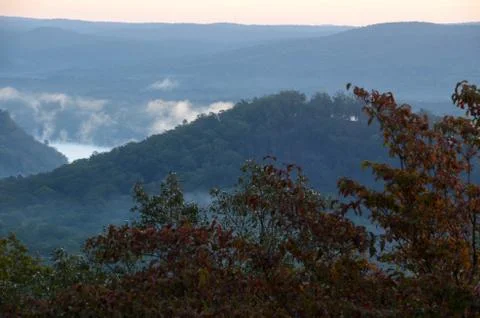 View of the valley below from the top of Morrow mountain state park. Stock Photos
