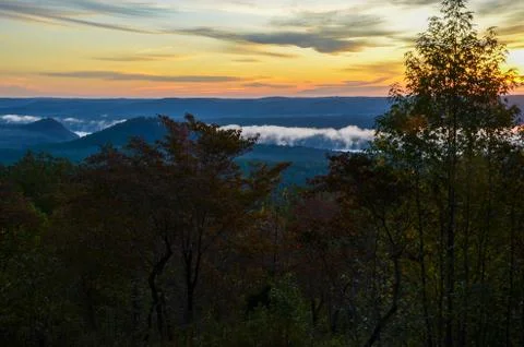 View of the valley below from the top of Morrow mountain state park. Stock Photos