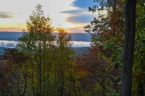 View of the valley below from the top of Morrow mountain state park. Stock Photos