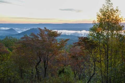 View of the valley below from the top of Morrow mountain state park. Stock Photos