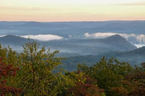 View of the valley below from the top of Morrow mountain state park. Stock Photos