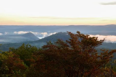 View of the valley below from the top of Morrow mountain state park. Stock Photos
