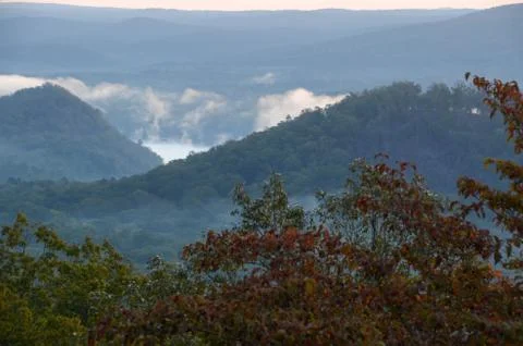 View of the valley below from the top of Morrow mountain state park. Stock Photos
