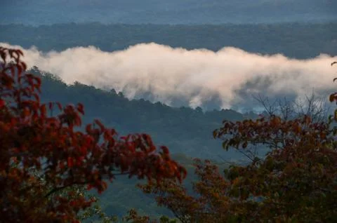View of the valley below from the top of Morrow mountain state park. Stock Photos