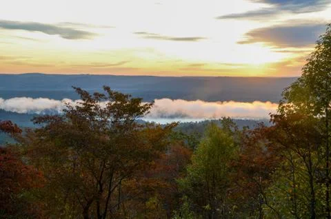 View of the valley below from the top of Morrow mountain state park. Stock Photos