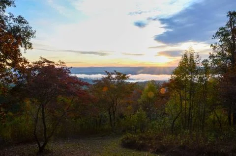 View of the valley below from the top of Morrow mountain state park. Stock Photos