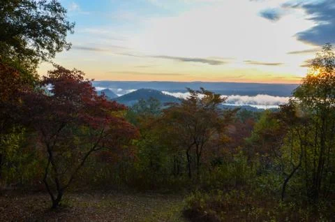 View of the valley below from the top of Morrow mountain state park. Stock Photos