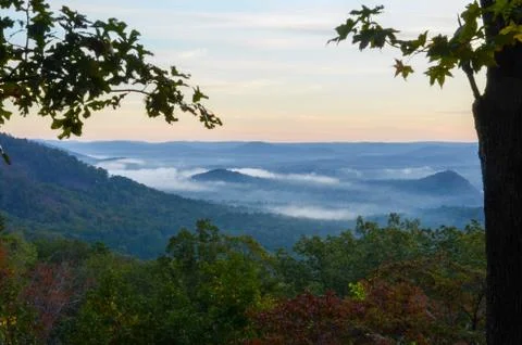 View of the valley below from the top of Morrow mountain state park. Stock Photos