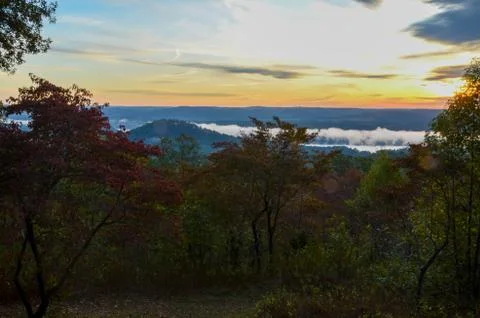 View of the valley below from the top of Morrow mountain state park. Stock Photos