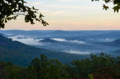 View of the valley below from the top of Morrow mountain state park. Stock Photos