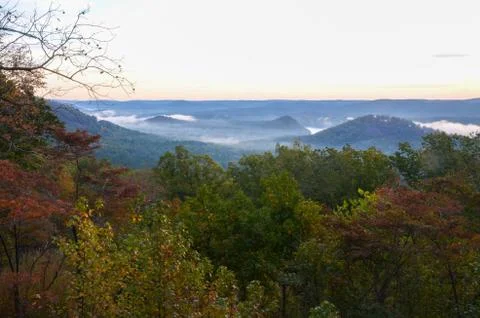 View of the valley below from the top of Morrow mountain state park. Stock Photos