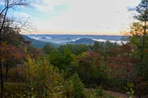 View of the valley below from the top of Morrow mountain state park. Stock Photos