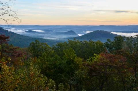View of the valley below from the top of Morrow mountain state park. Stock Photos