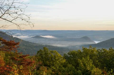 View of the valley below from the top of Morrow mountain state park. Stock Photos