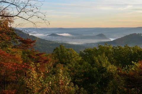 View of the valley below from the top of Morrow mountain state park. Stock Photos