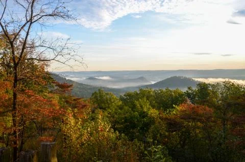 View of the valley below from the top of Morrow mountain state park. Stock Photos