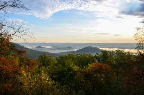 View of the valley below from the top of Morrow mountain state park. Stock Photos