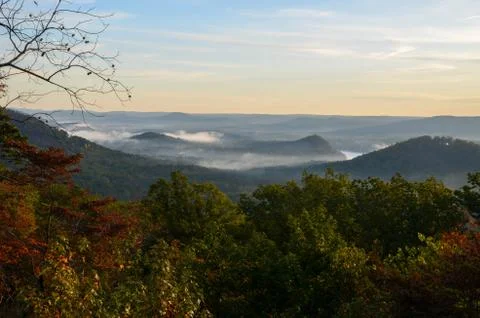 View of the valley below from the top of Morrow mountain state park. Stock Photos