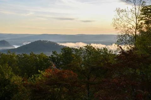 View of the valley below from the top of Morrow mountain state park. Stock Photos