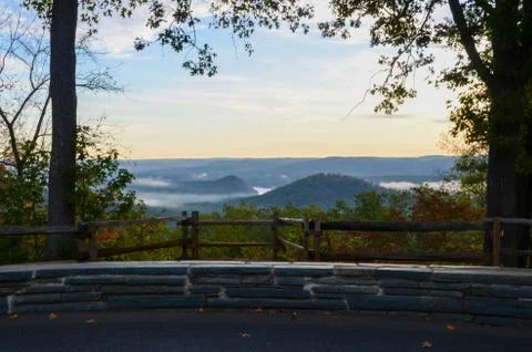 View of the valley below from the top of Morrow mountain state park. Stock Photos