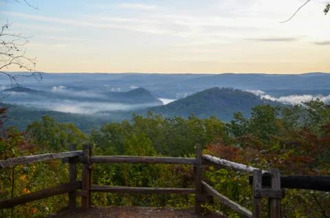 View of the valley below from the top of Morrow mountain state park. Stock Photos