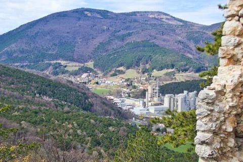 View to a valley from a castle Stock Photos