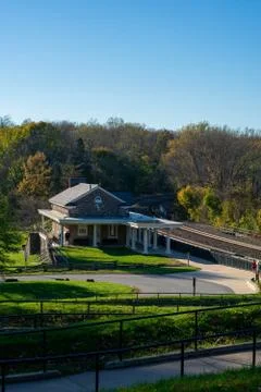 A View of the Valley Forge Station on a Clear Autumn Day Stock Photos