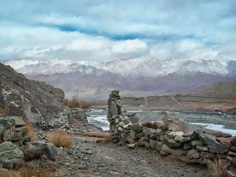 View of the valley in the Himalayas Stock-Fotos