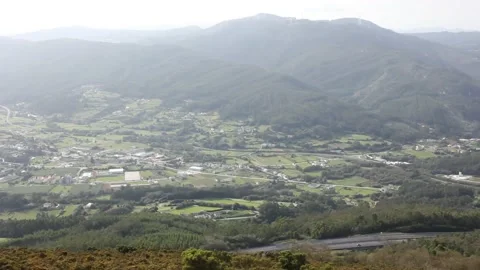 A view of the valley from the mountains Stock Footage 219237922