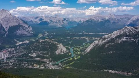 View to a valley in the mountains Stock Photos