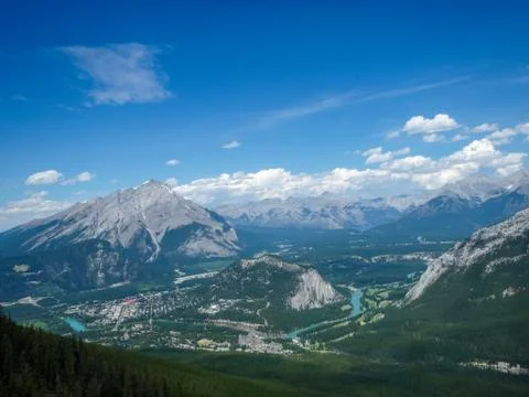 View to a valley in the mountains Stock Photos