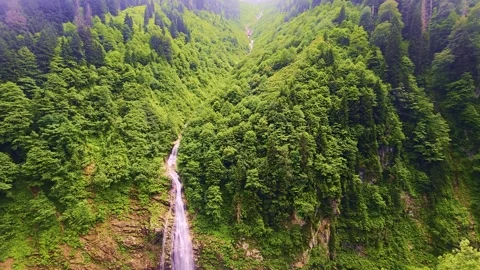 View a valley with a river running. Stock Footage 284688815