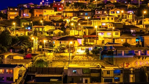 View of Valparaiso at night Video stock 74166234