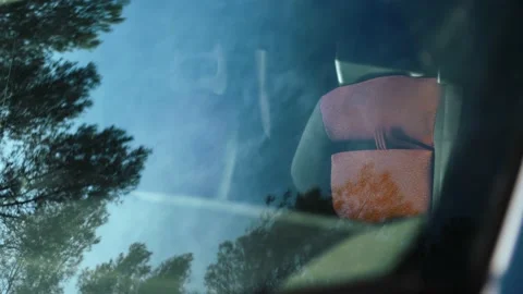 View of a van seat from the outside of the windscreen. 動画素材 219095421