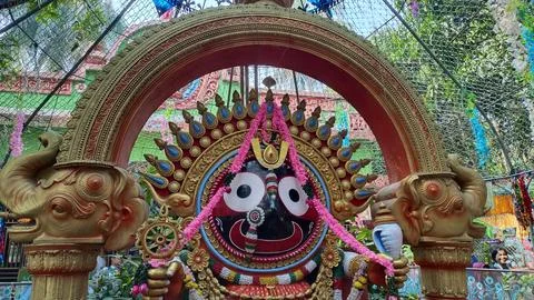 A view of Van Vihar Ashram in Puri, Odisha. This is also called Gupt Vrindavan Stock Photos
