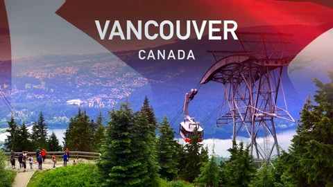 View of Vancouver from Grouse Mountain View, West Coast British Columbia, Canada Stock Footage 81079351