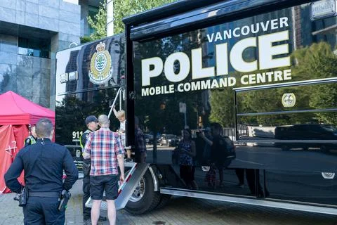 View of Vancouver Police Mobile Command Centre on Canada Day Stock Photos
