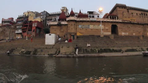 View of Varanasi, India from the Ganges River Video stock 41240229