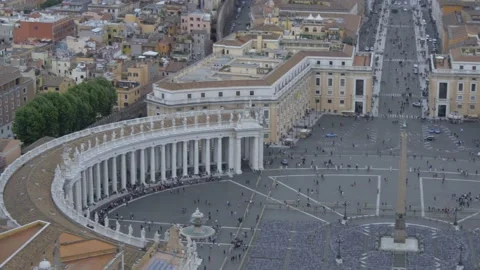 View of Vatican Square From St. Peter's Dome In Vatican City, Italy Stock Footage 155083509