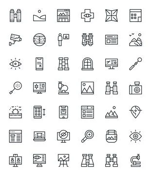 View Vector Icon Toolkit featuring 42 Pixel Optimized 128x128 Regular Line .. Stock Illustration