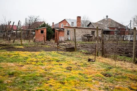 View of vegetable garden in backyard in winter 写真素材
