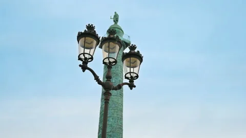 View of The Vendome Place in Paris downtown, France. Vendome Column with Stock Footage 233373406