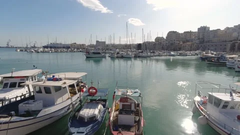 View of Venetian Fort castle in Heraklion with calm sea. Crete. Stock Footage 133818167