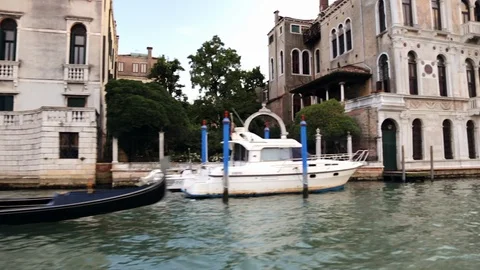 View of Venice Italy from a boat sailing along the Grand Cana Stock Footage 106292853