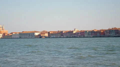 A view of Venice from the sea on sunset. Stock Footage 295909967