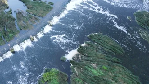 View of The Venta Rapid, widest waterfall in Europe Stock Footage 204837090