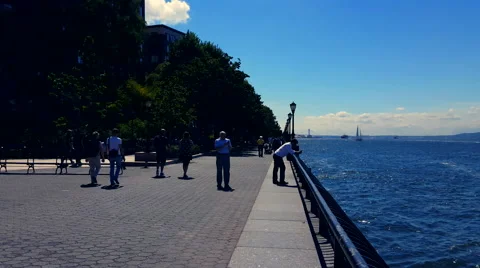 View to the Verrazano Bridge .4K Stock Footage 54629164