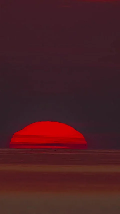 View of a vibrant red sunset over the sea in Latvia. Stock Footage 339952070